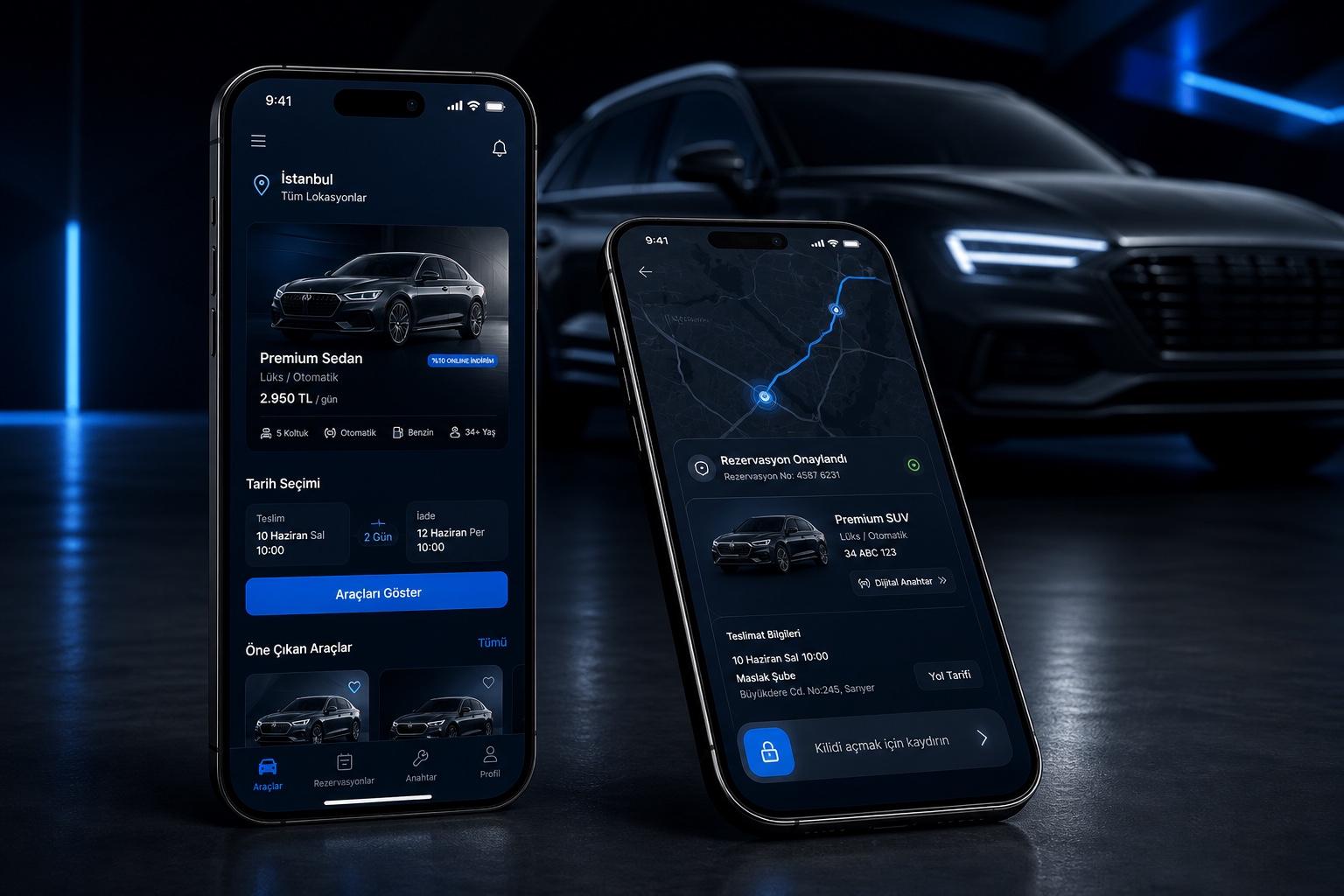DriveFlow iOS ve Android mobil uygulama tasarımı
